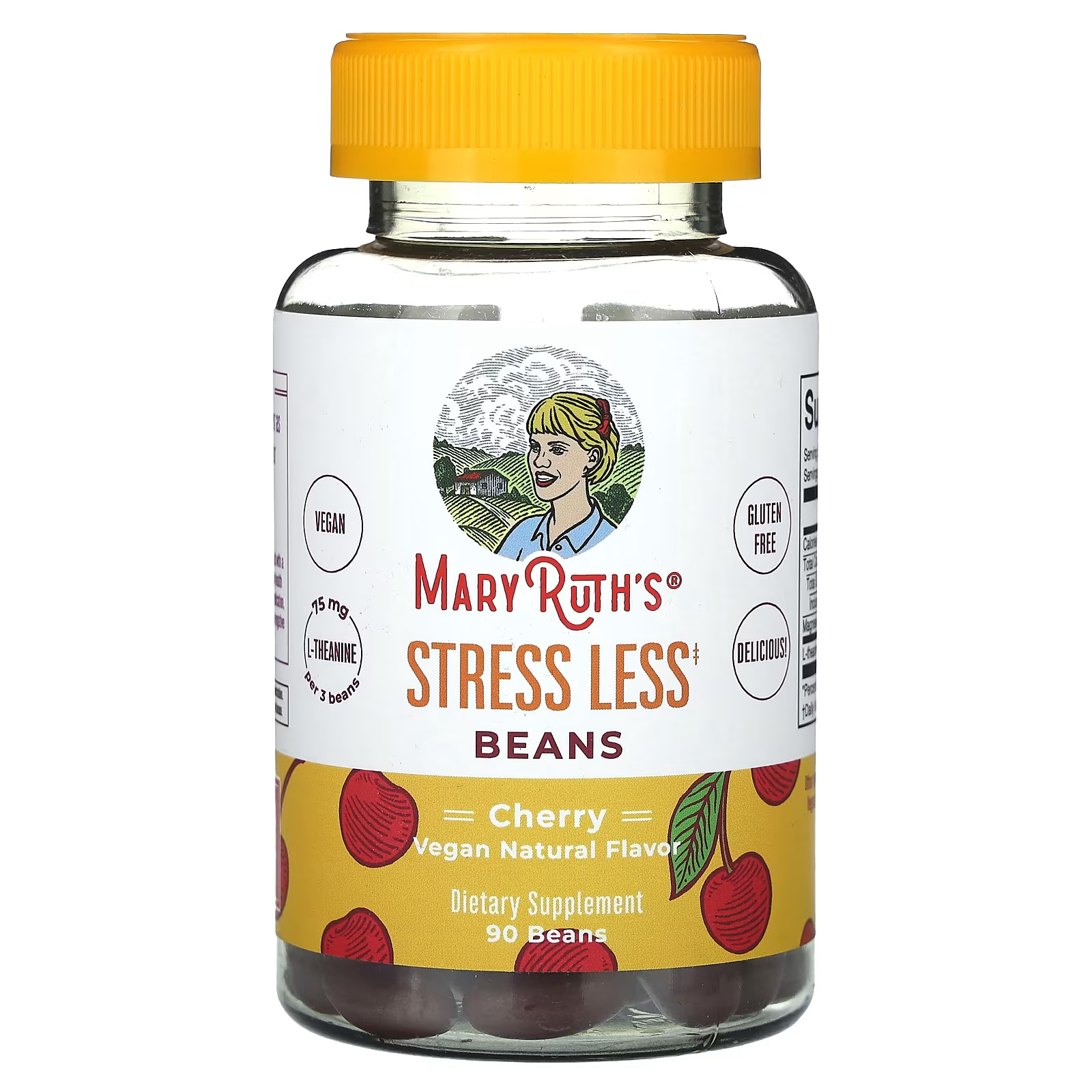 Пищевая добавка MaryRuth's Stress Less Beans Cherry 75 мг, 90 бобов