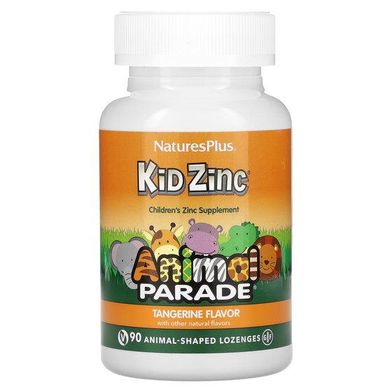 Пищевая добавка NaturesPlus Animal Parade Kid Zinc, мандарин, 90 пастилок в форме животных naturesplus immune zinc ягодный 60 пастилок