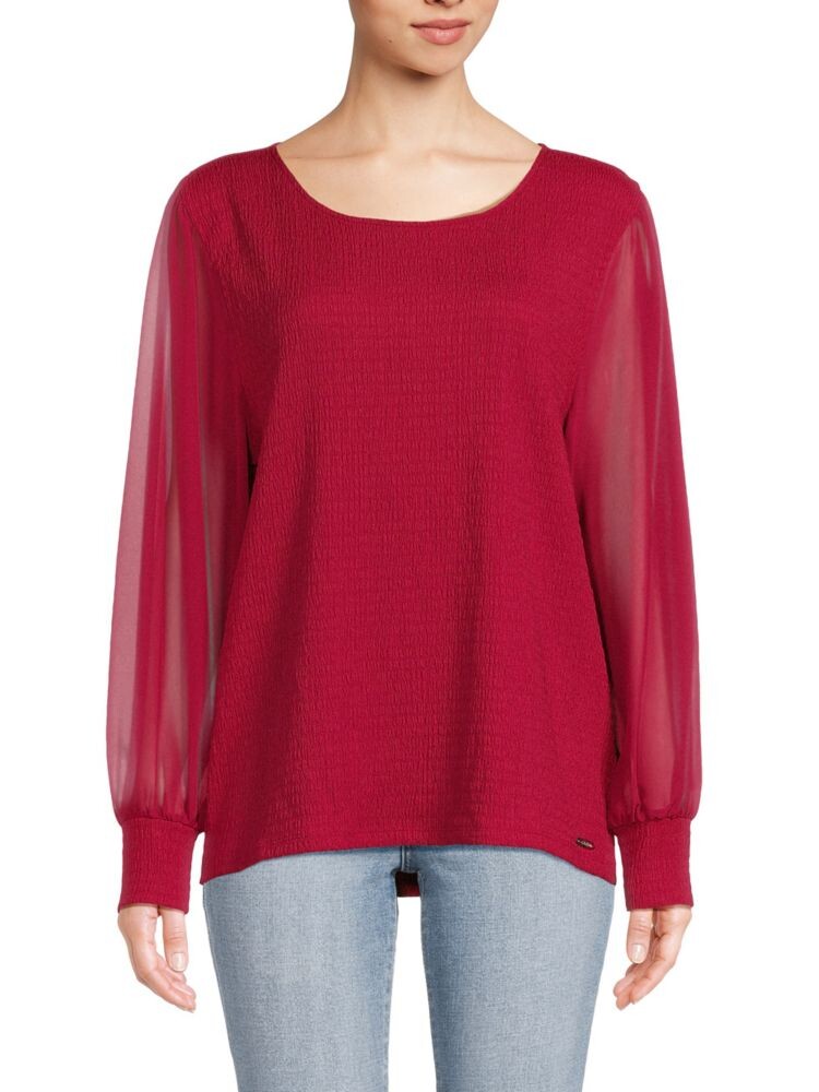 

Шифоновый топ с рукавами прямого кроя Calvin Klein, цвет Cranberry