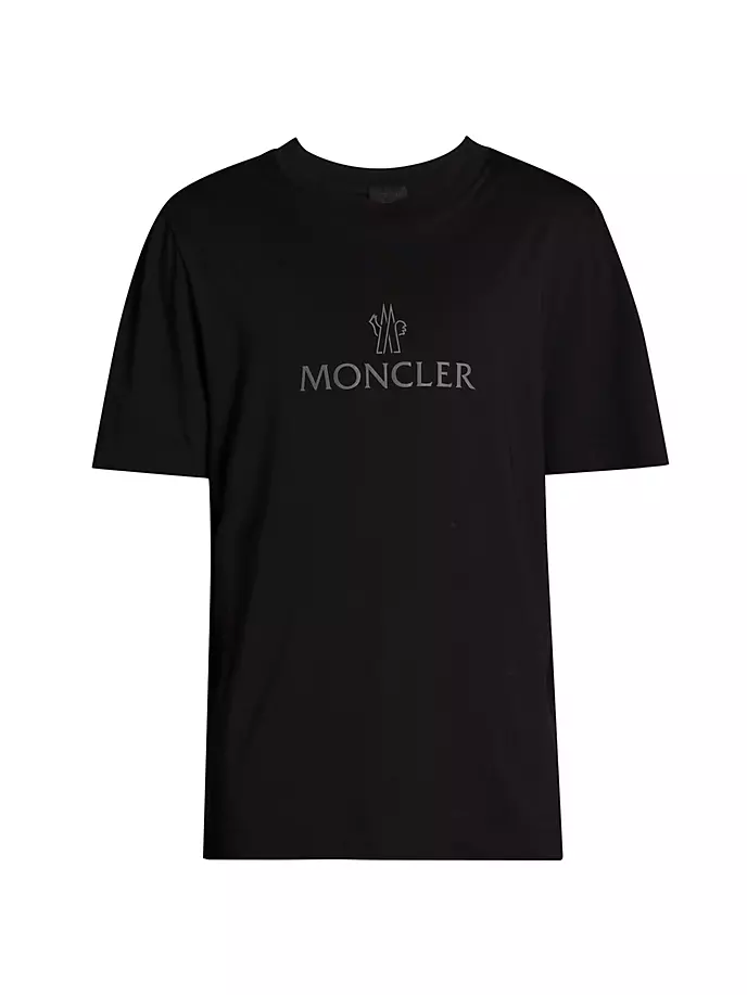 

Хлопковая футболка с круглым вырезом с логотипом Moncler, черный