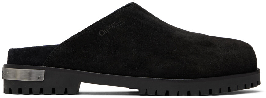 

Черные замшевые сабо с металлическим логотипом Off-White