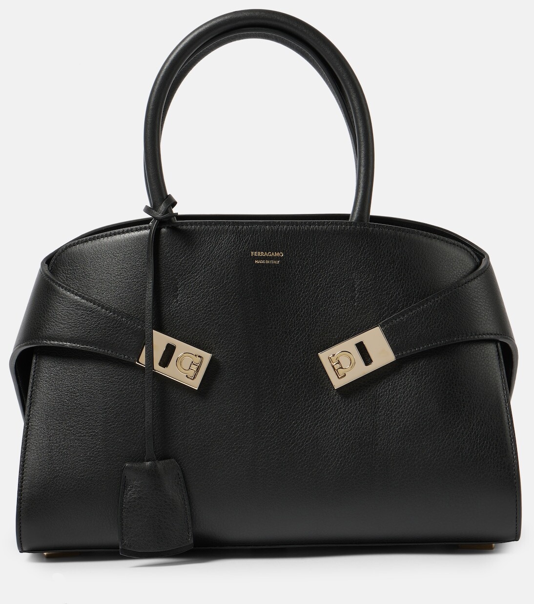 

Маленькая кожаная большая сумка hug Ferragamo, черный