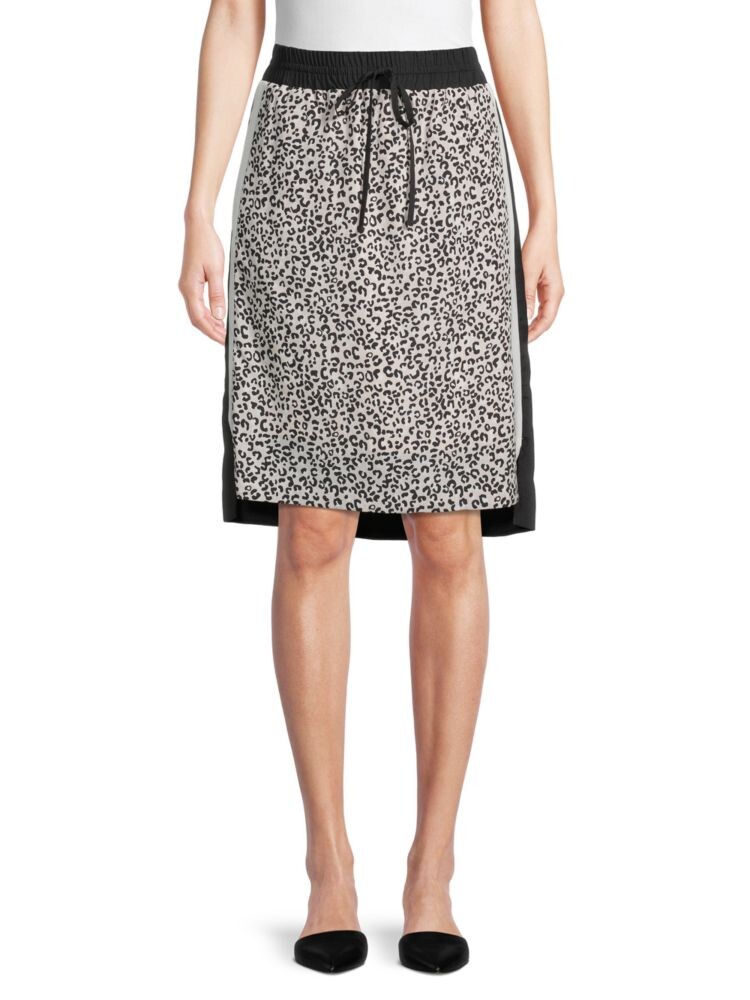 

Юбка-миди с леопардовым принтом и боковыми разрезами Dkny, цвет White Leopard