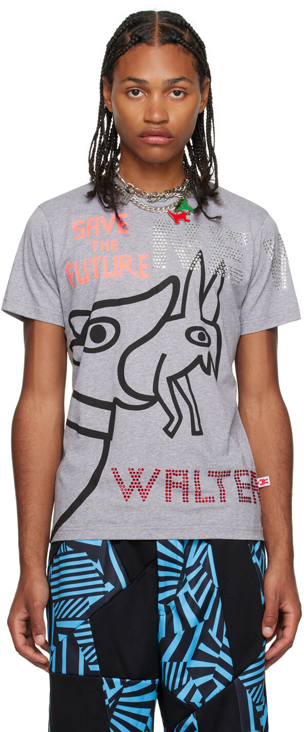 

Серая футболка «Спасите будущее» Walter Van Beirendonck, Серый