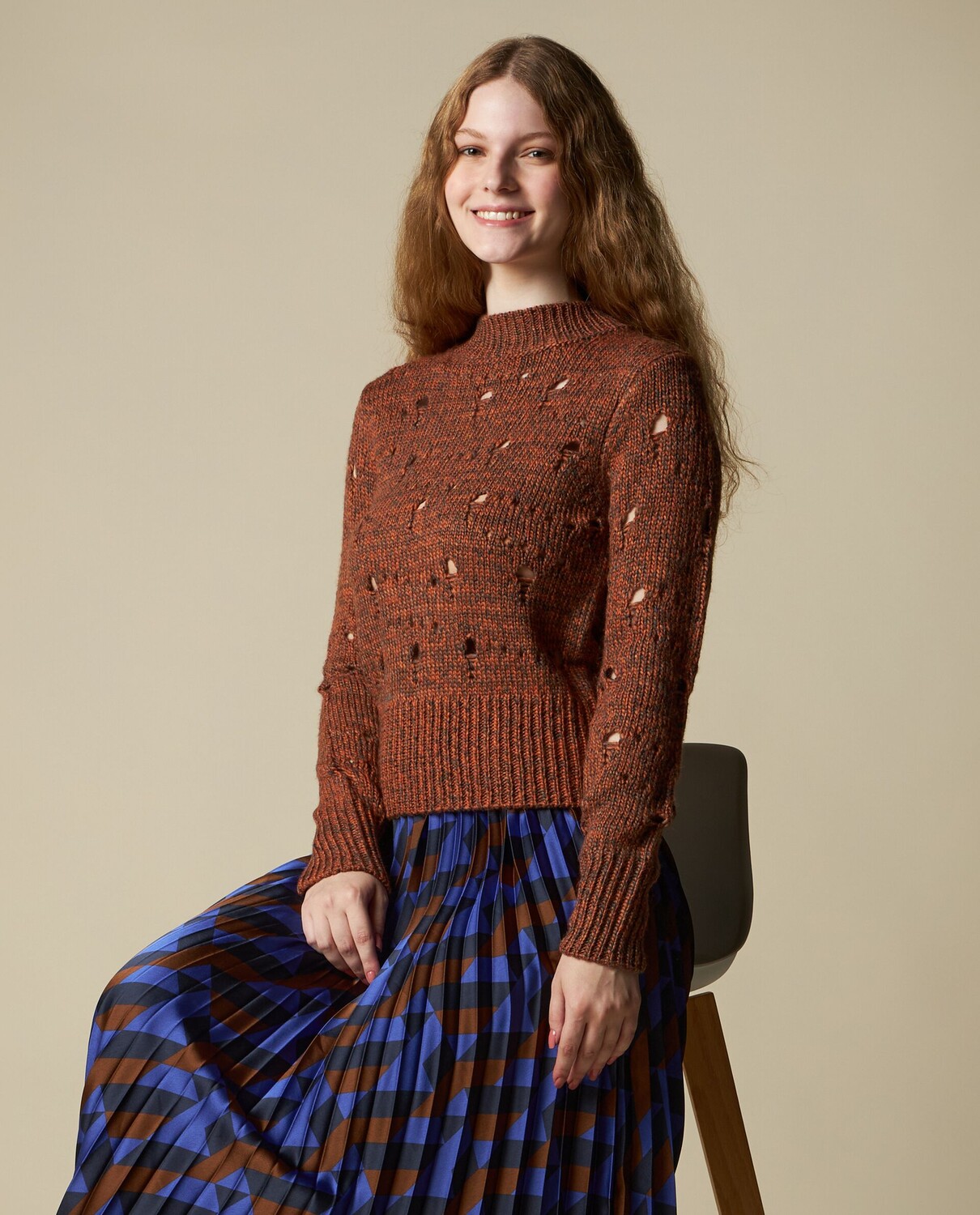 

Женский трико из смесовой шерсти. NICE&CHIC, темно-синий