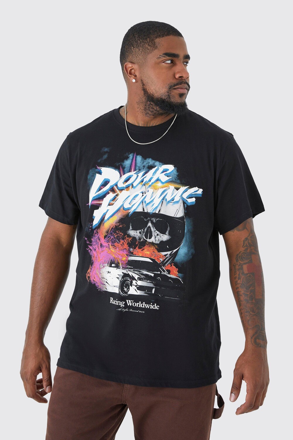 

Футболка plus pour homme с принтом черепа Boohoo, черный