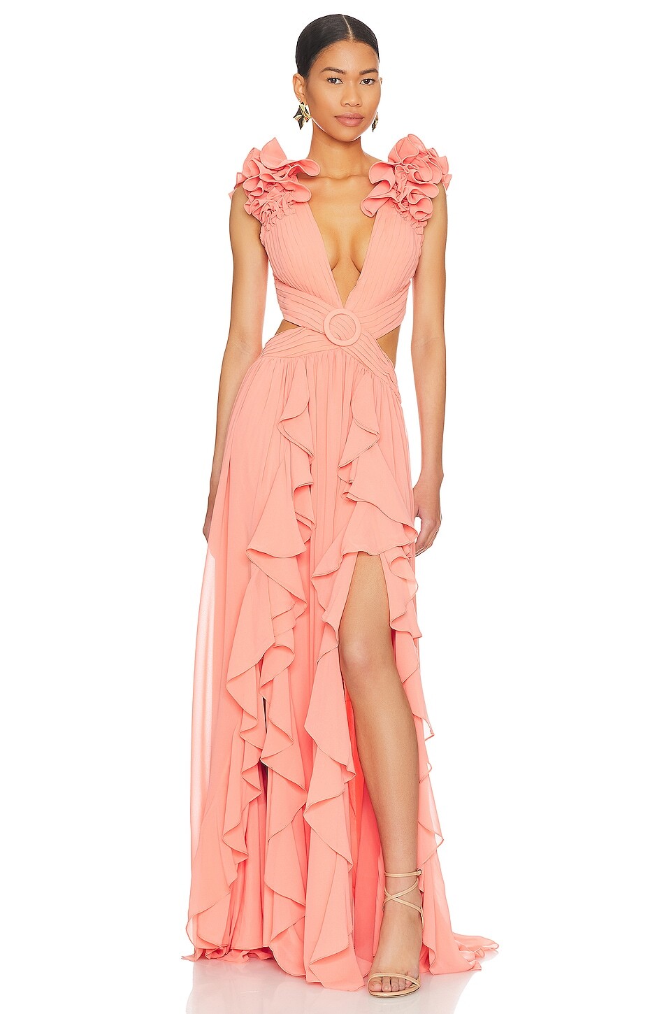 

Платье макси PatBO Flutter Sleeve, цвет Apricot