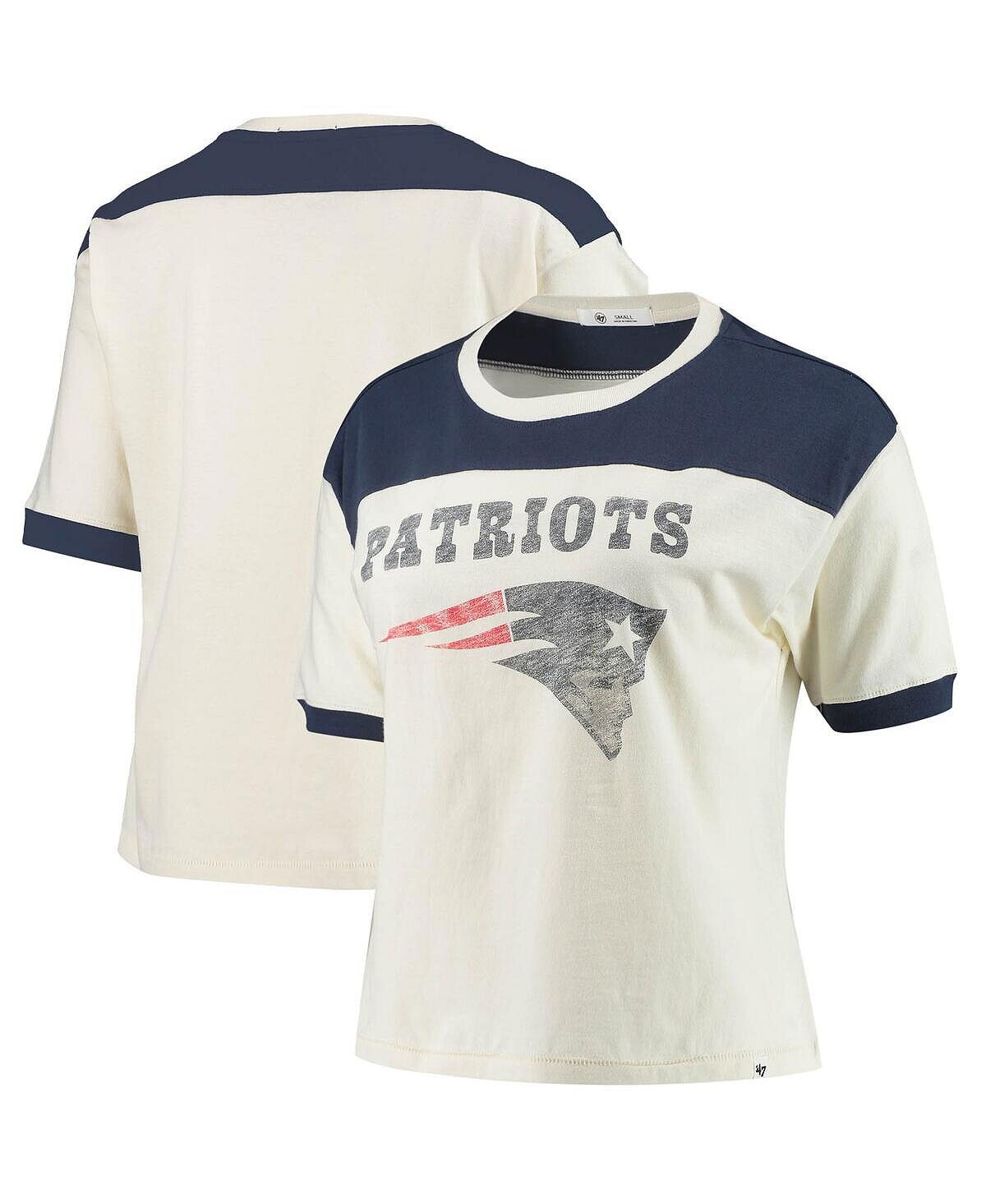 

Женская укороченная футболка кремового и темно-синего цвета New England Patriots Billie '47 Brand