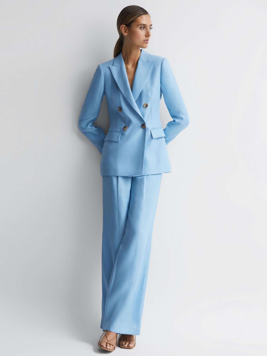 

Блейзер Reiss Hollie из смесового льна, синий