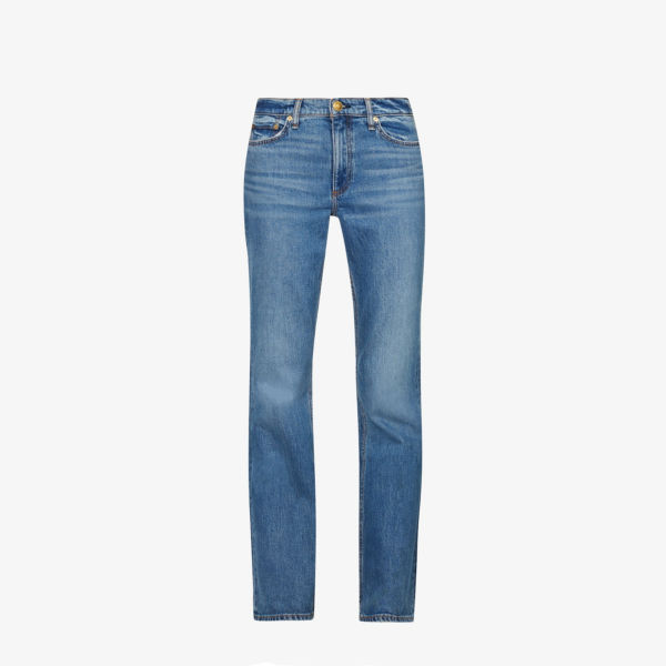 Расклешенные джинсы Peyton из эластичного денима со средней посадкой и петлями для ремня Rag & Bone, цвет huntley цена и фото