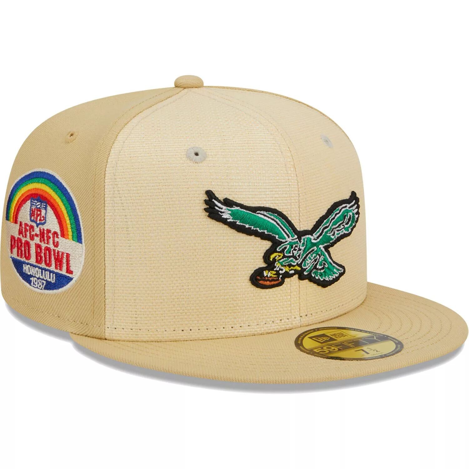 

Мужская приталенная шляпа New Era хаки Philadelphia Eagles из рафии спереди 59FIFTY