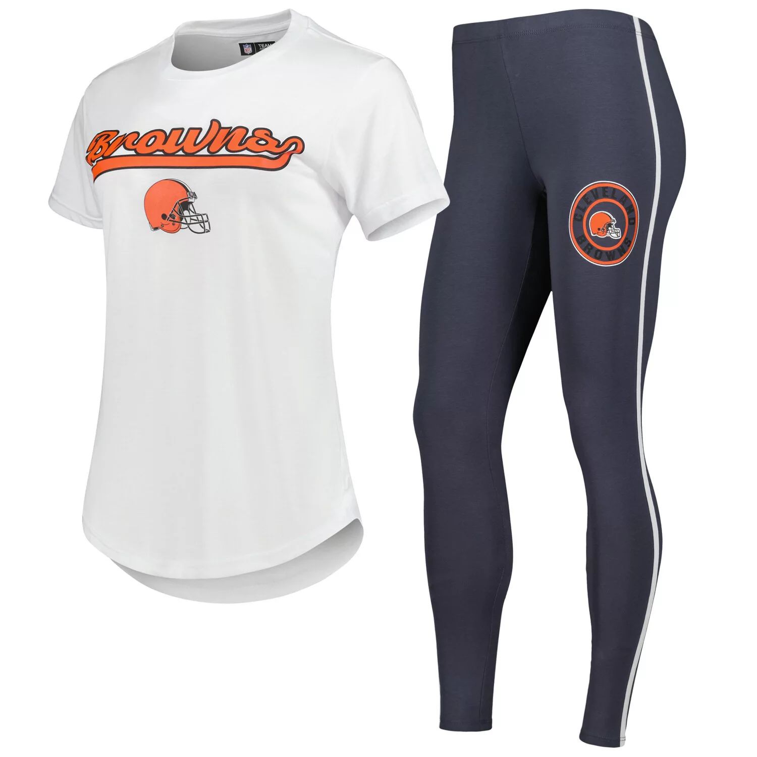 Женский комплект для сна с футболкой и леггинсами Concepts Sport, белый/темно-серый Cleveland Browns Sonata