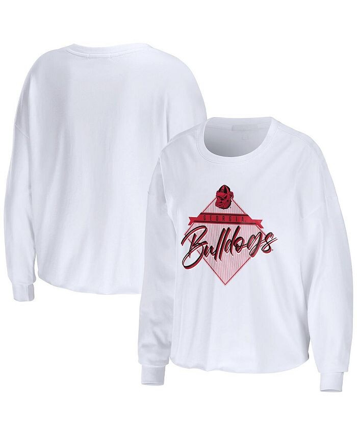 

Белая укороченная футболка с длинными рукавами и бриллиантами Georgia Bulldogs WEAR by Erin Andrews, белый