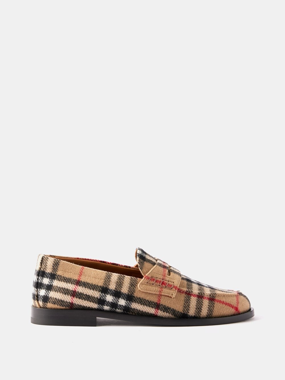 

Клетчатые лоферы из шерстяного фетра Burberry, бежевый
