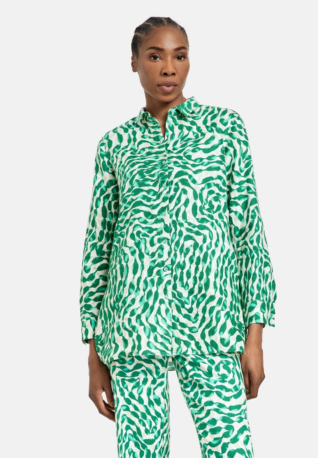 

Рубашка LANGARM GEMUSTERTE MIT ARMRIEGEL Gerry Weber, зеленый