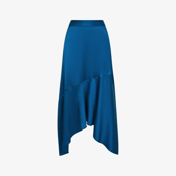 

Юбка миди Lisa из эластичного атласа с асимметричным подолом Reiss, синий