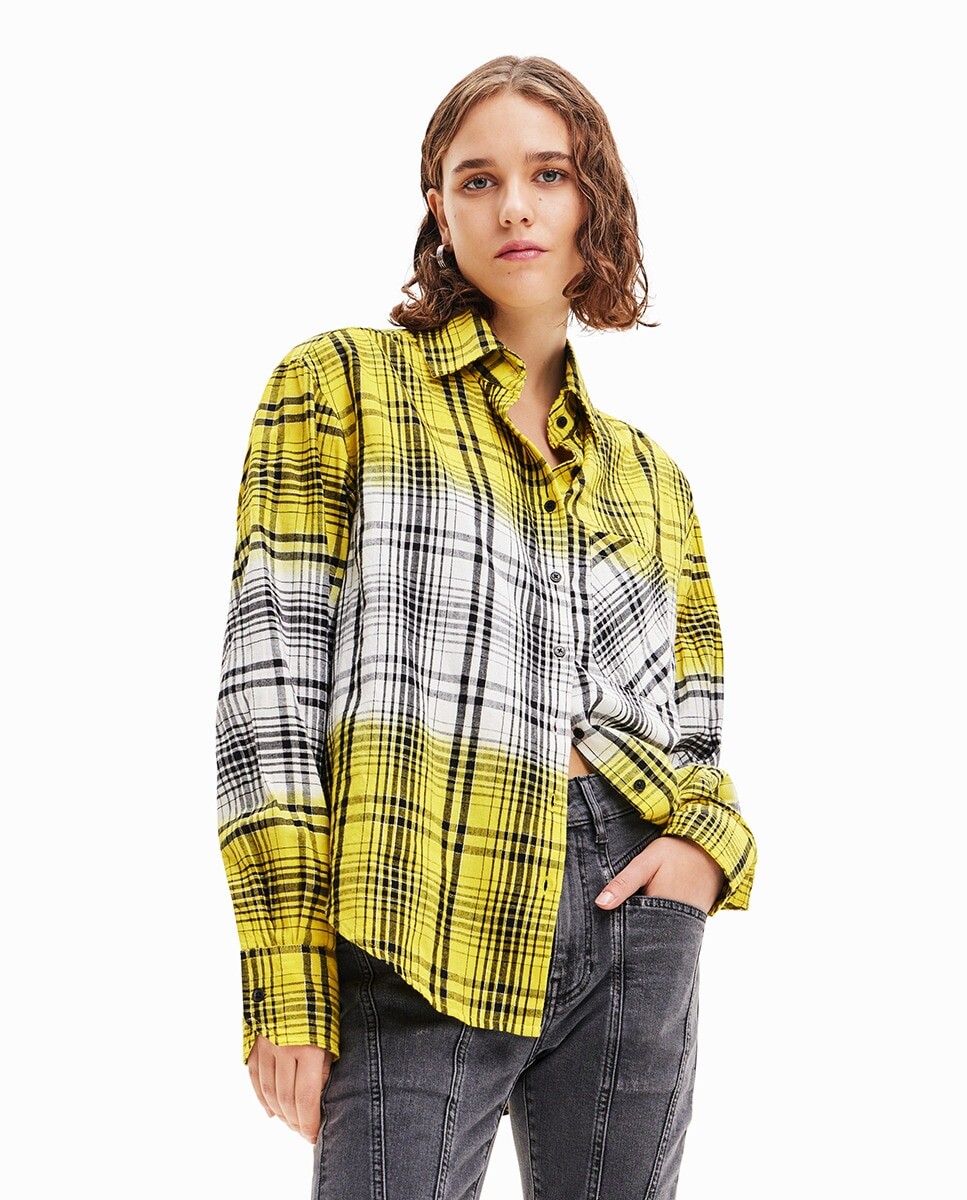 

Рубашка в клетку с градиентом Desigual, желтый