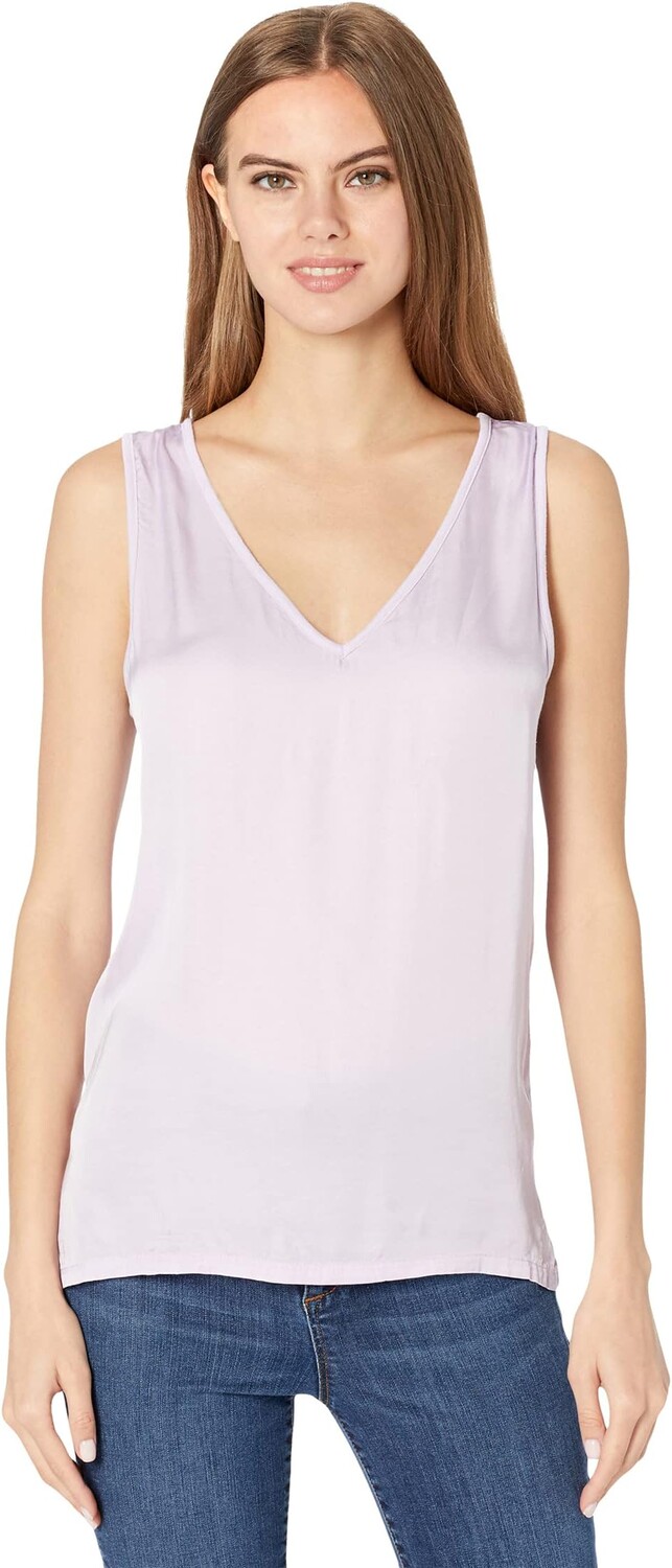 

Топ Michael Stars Candace V-Neck Mixed Media Satin & Jersey Tank, цвет Pale Lilac