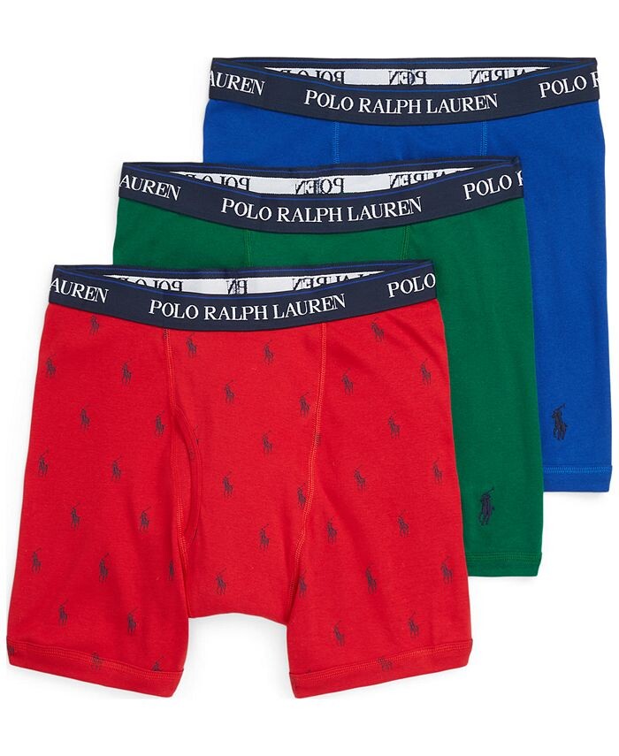 

Мужские 3-комп. Классические хлопковые трусы-боксеры Polo Ralph Lauren, цвет Red / Cruise Navy