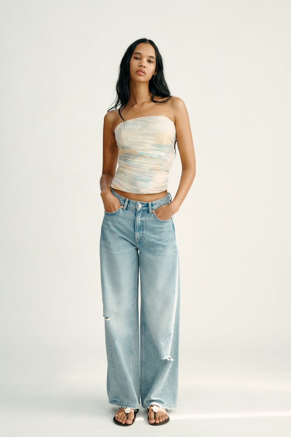 

Топ из тюля без бремеел ZARA