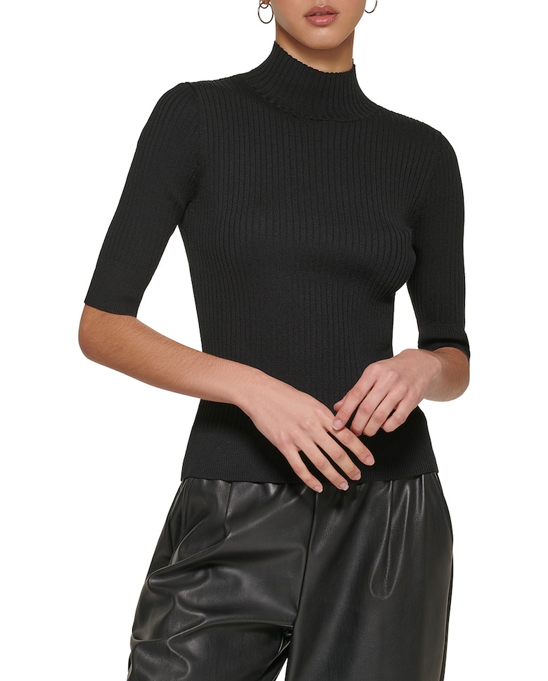 Женский приталенный свитер с круглым вырезом DKNY, черный
