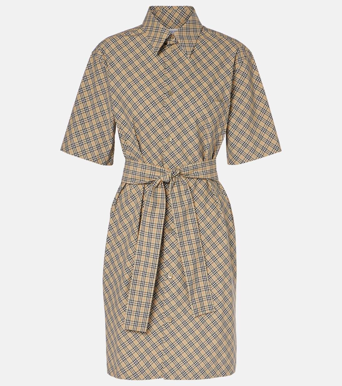 

Платье-рубашка из хлопка в клетку Burberry Burberry, цвет light sage ip check