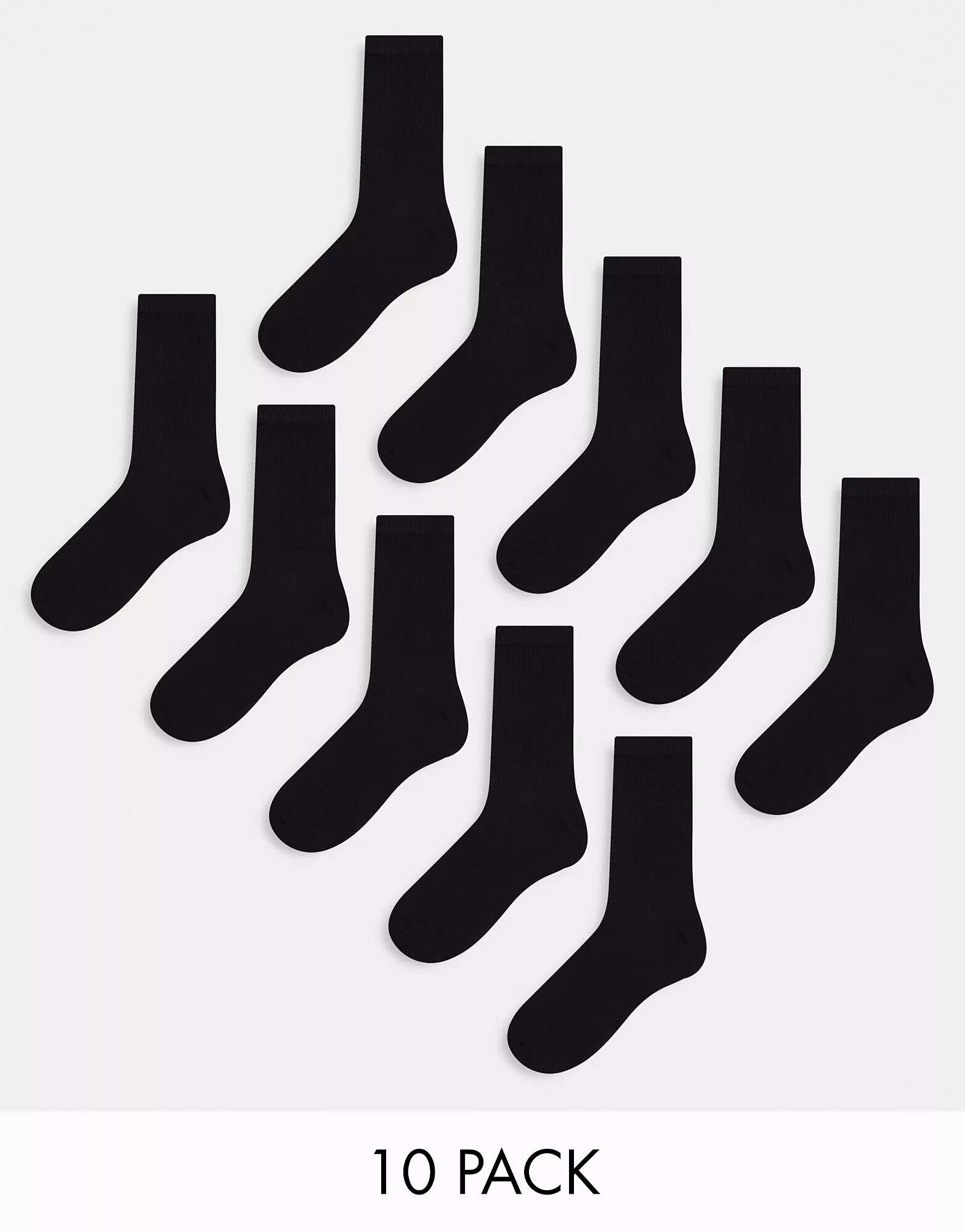 Пара из 10 черных носков с логотипом Jack & Jones