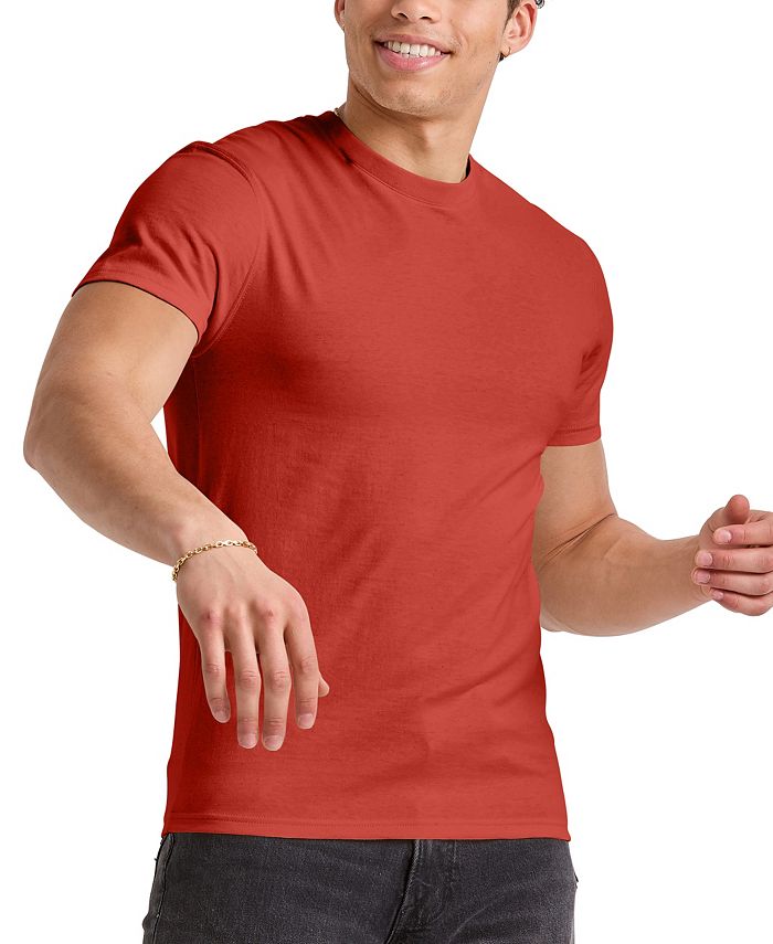 Мужская хлопковая футболка Originals с коротким рукавом Hanes, цвет Red River Clay мужская хлопковая футболка originals с коротким рукавом hanes цвет equilibrium green