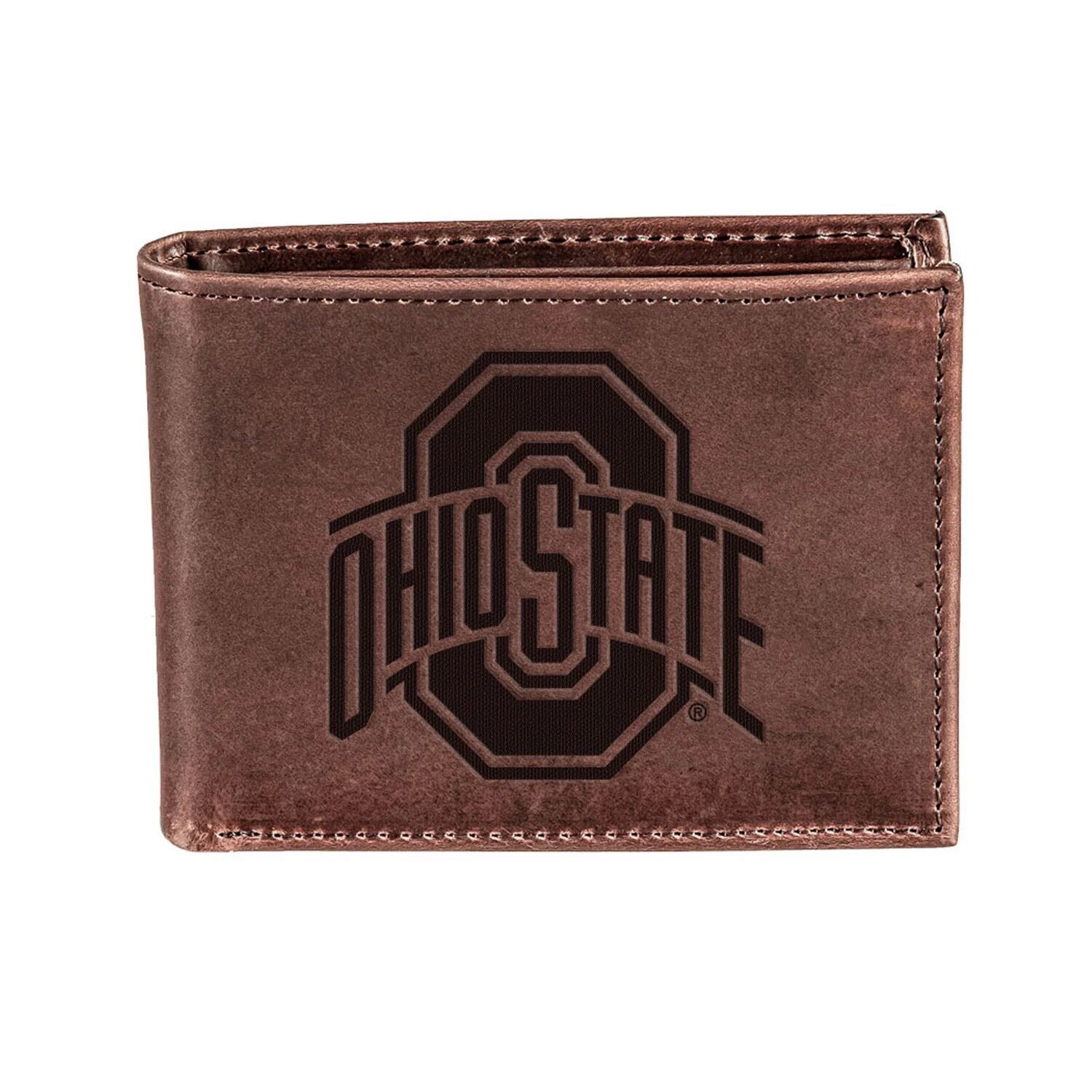 

Коричневый кожаный кошелек двойного сложения Ohio State Buckeyes