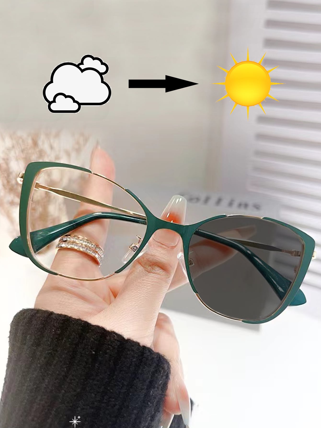 цена 1 пара женских солнцезащитных очков в оправе «кошачий глаз» с анти-синим светом и фотохромными модными солнцезащитными очками на лето