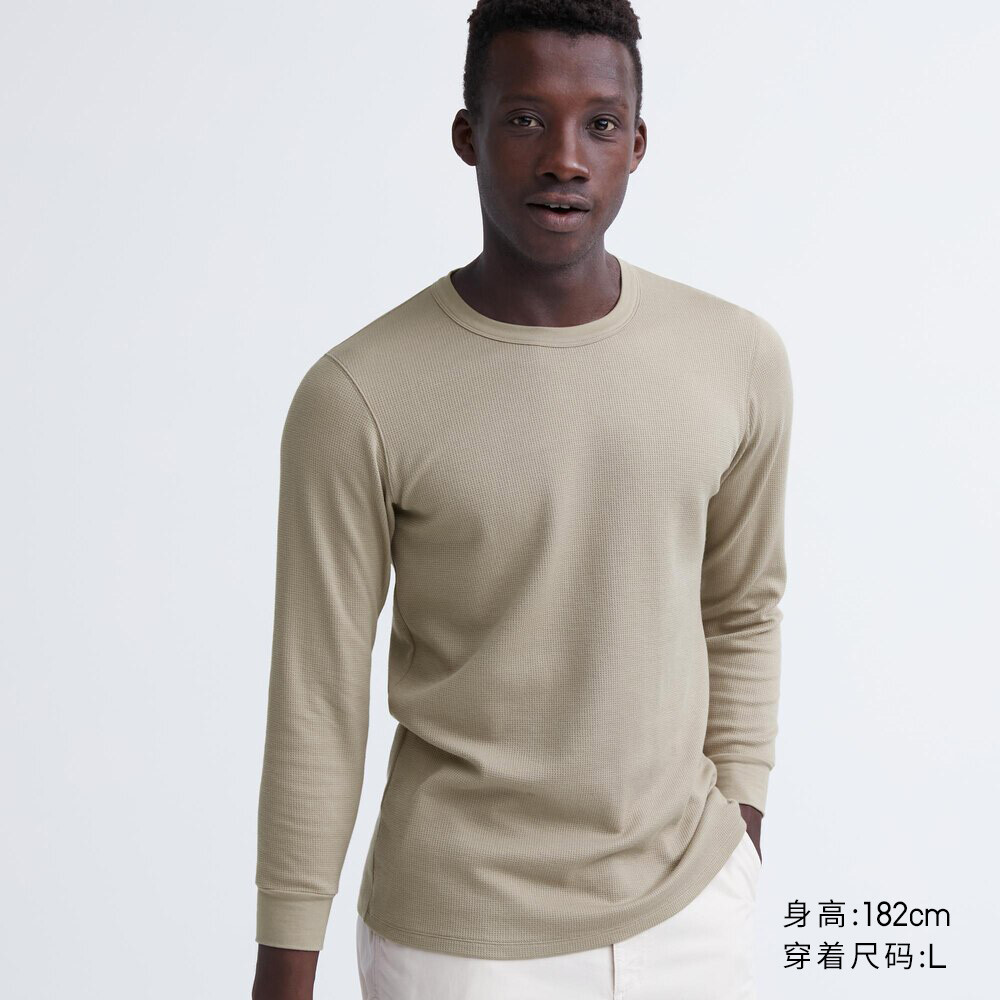 

Мужская футболка Uniqlo HEATTECH с воротником, светло-коричневый