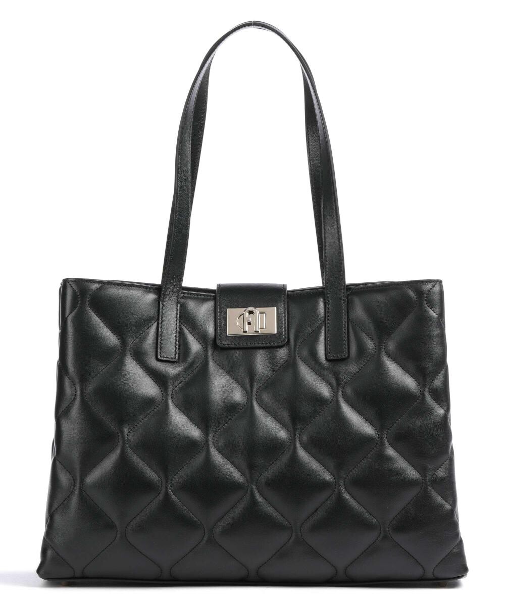 

Шоппер из мелкозернистой кожи Furla, черный