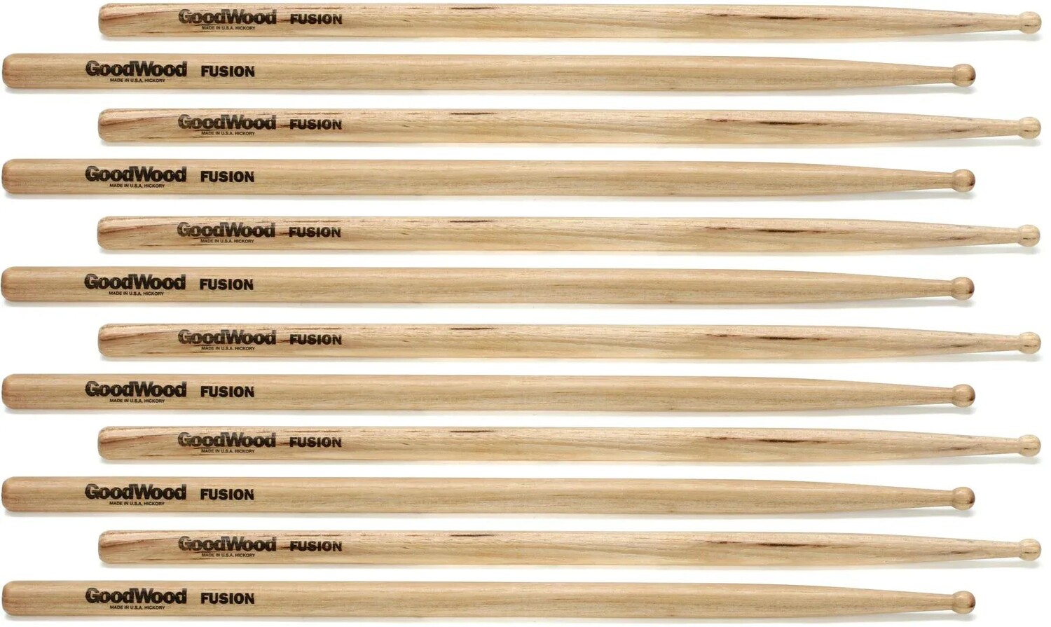 

Барабанные палочки Goodwood US Hickory, 6 пар, Fusion, деревянный наконечник