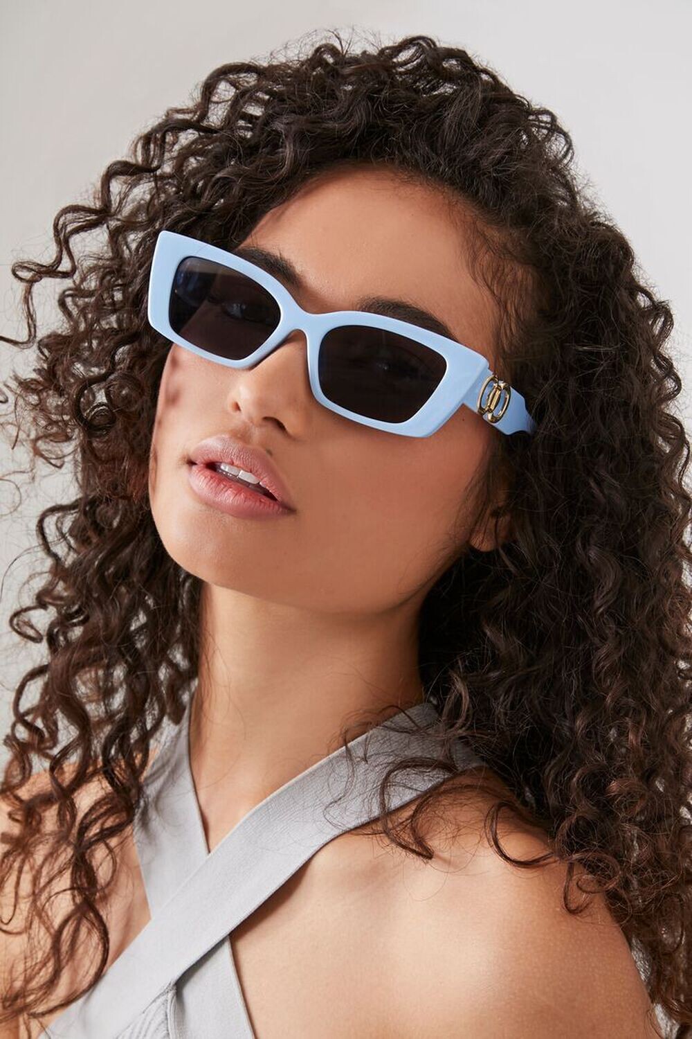 

Затемненные солнцезащитные очки кошачий глаз Forever 21, синий