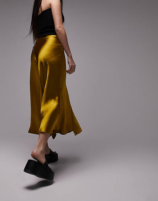 

Желтая асимметричная юбка миди «рыбий хвост» Topshop