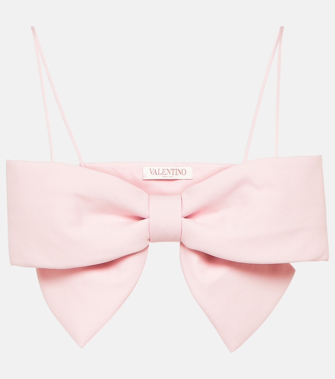 

Укороченный топ из шерсти и шелка с бантом Valentino, розовый