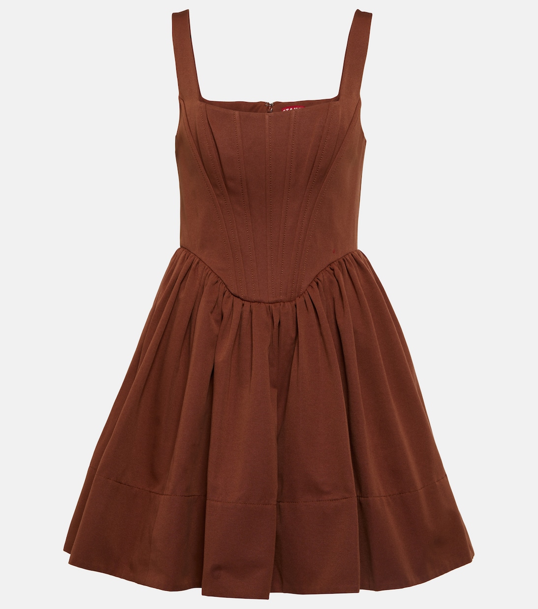 Мини-платье в стиле бэби-долл с пейзажем STAUD, коричневый