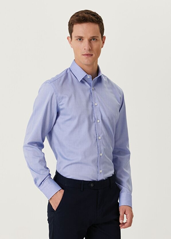 

Синяя рубашка comfort fit dobby без глажки Beymen