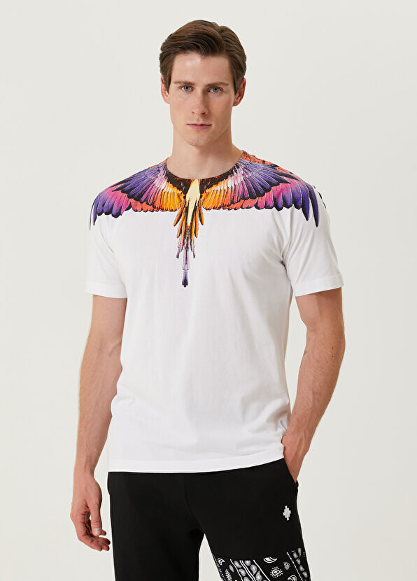 

Розово-белая футболка с принтом «крылья» Marcelo Burlon, Розовый