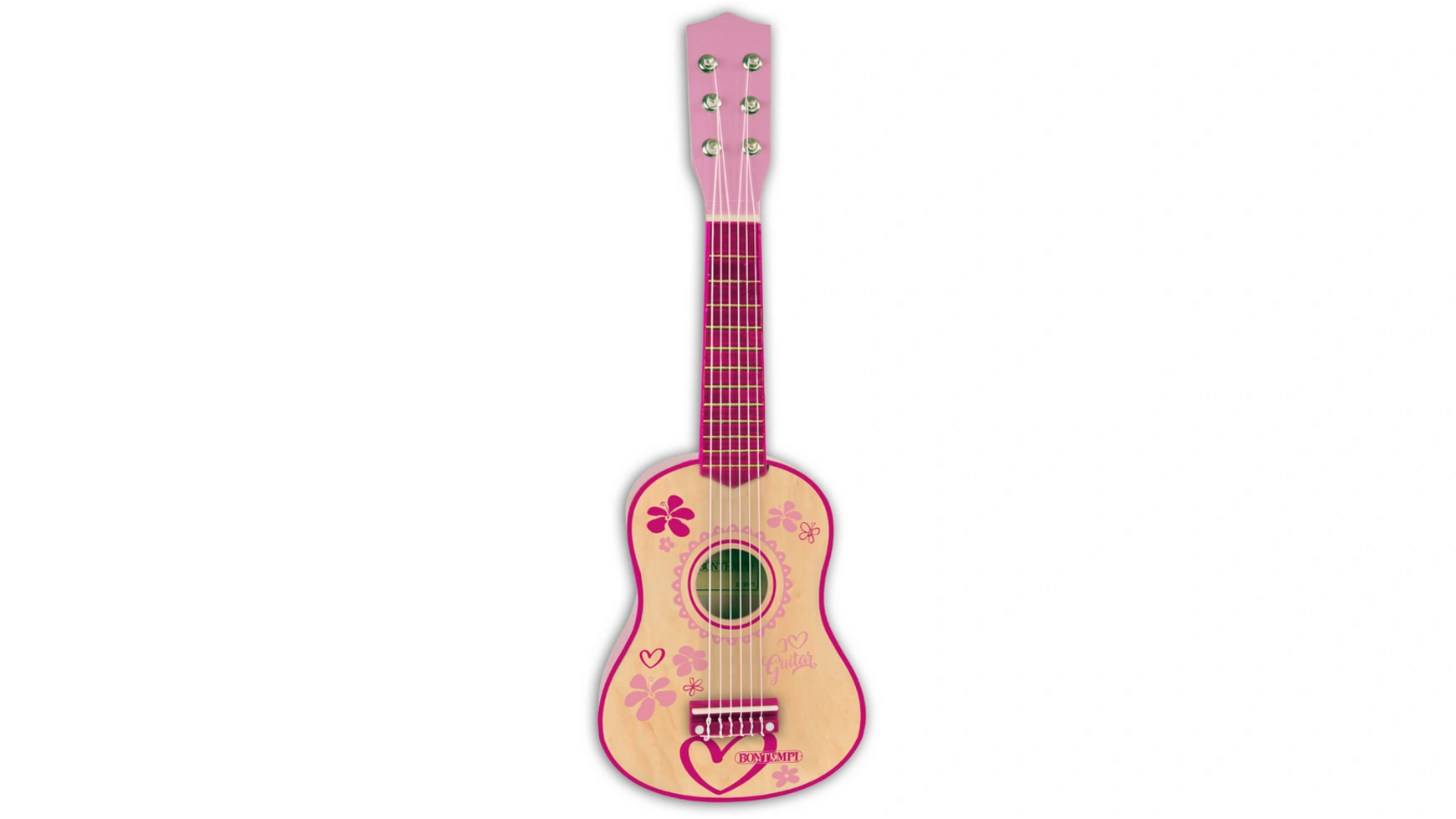 Bontempi Деревянная гитара розовая. bontempi классическая деревянная гитара