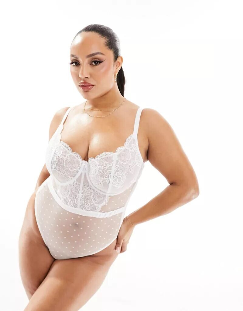 

Белое свадебное боди из сетки и кружева Ivory Rose Curve Vienna, C-J Ivory Rose Lingerie, Коричневый, Белое свадебное боди из сетки и кружева Ivory Rose Curve Vienna, C-J Ivory Rose Lingerie