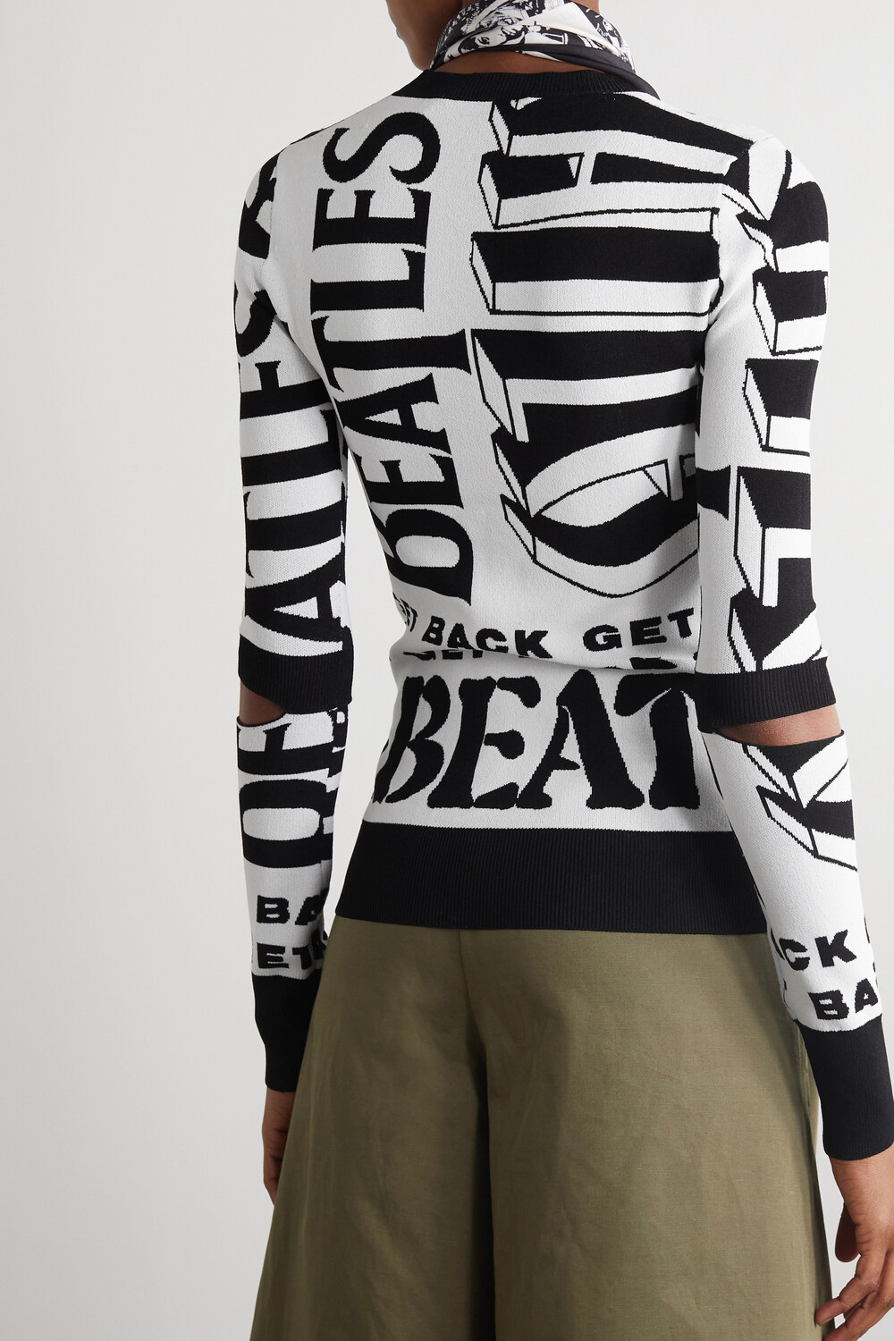 

STELLA MCCARTNEY + Хлопковый свитер интарсия с вырезом The Beatles Get Back, черный
