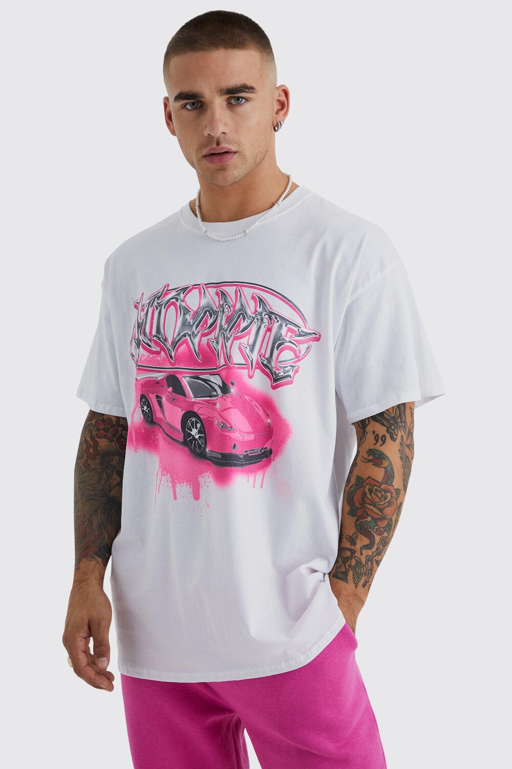 

Футболка oversize homme с графикой Boohoo, белый
