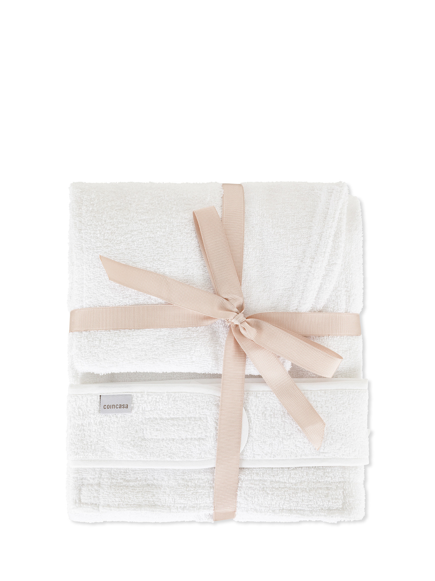Комплект банных полотенец-тюрбан с косметической лентой из хлопковой махры Coincasa, белый