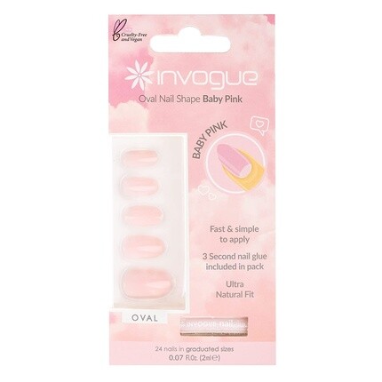 

Овальные накладные ногти Baby Pink 28 Nails 25G, Invogue