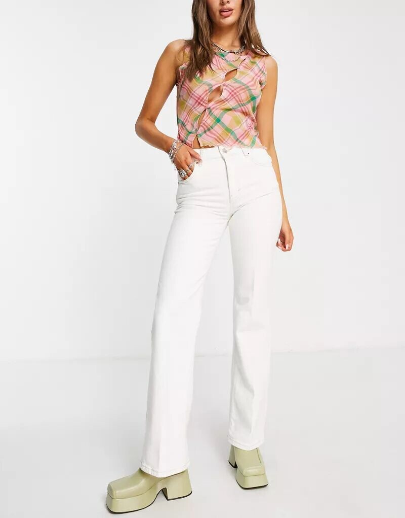 

Белые расклешенные джинсы свободного кроя Topshop