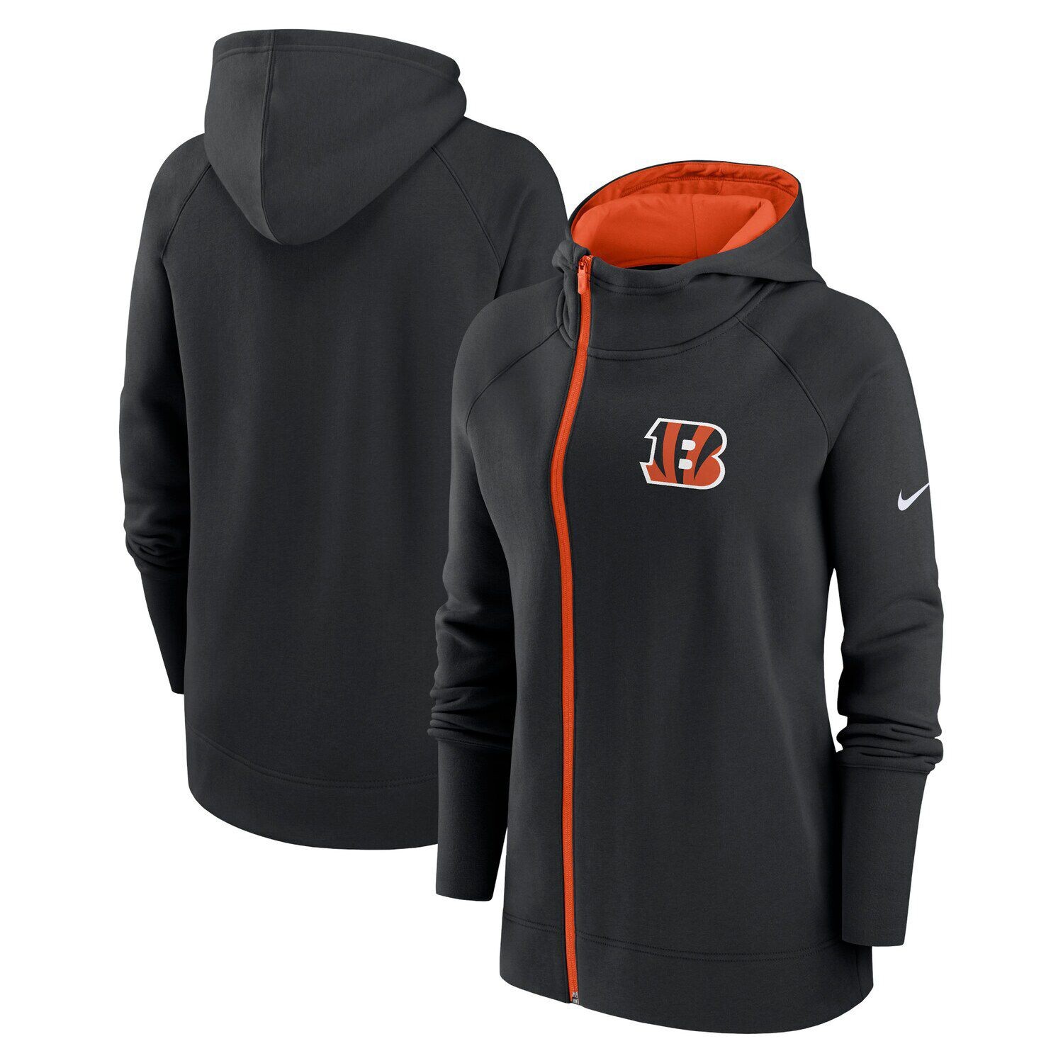 

Женская черная худи с молнией во всю длину реглан Nike Cincinnati Bengals Nike
