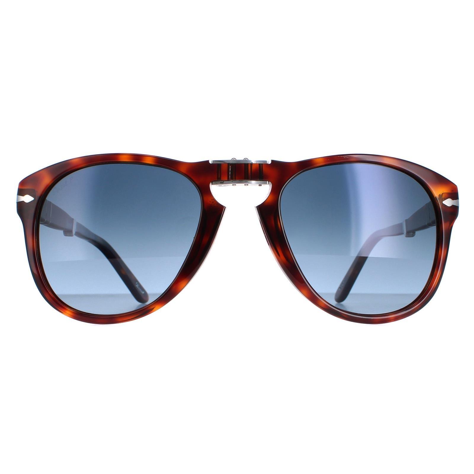 Коричневые гавана-синие поляризованные солнцезащитные очки Aviator с градиентом Persol, коричневый diameter 54mm