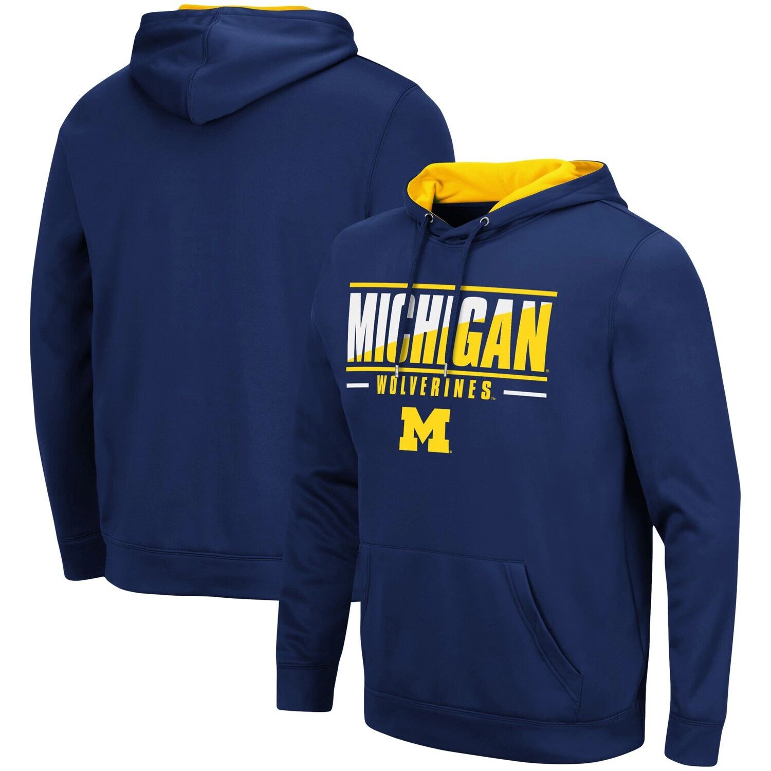 

Мужской темно-синий пуловер с капюшоном Michigan Wolverines Slash Stack 2.0 Colosseum