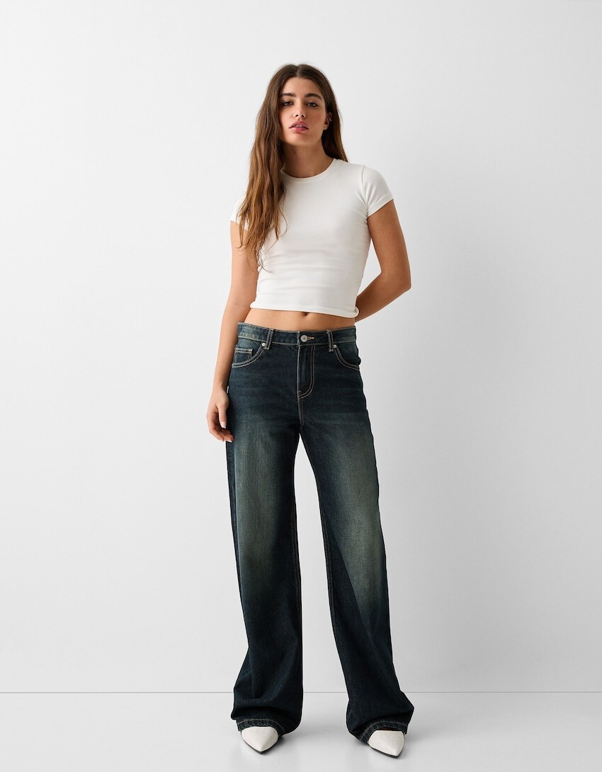 

Мешковатые джинсы Bershka, синий